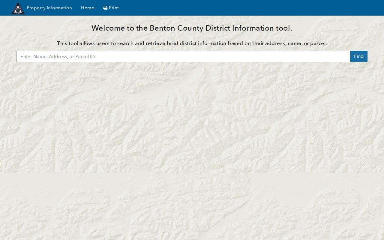 Arkansas street directory search using Benton County property information fields