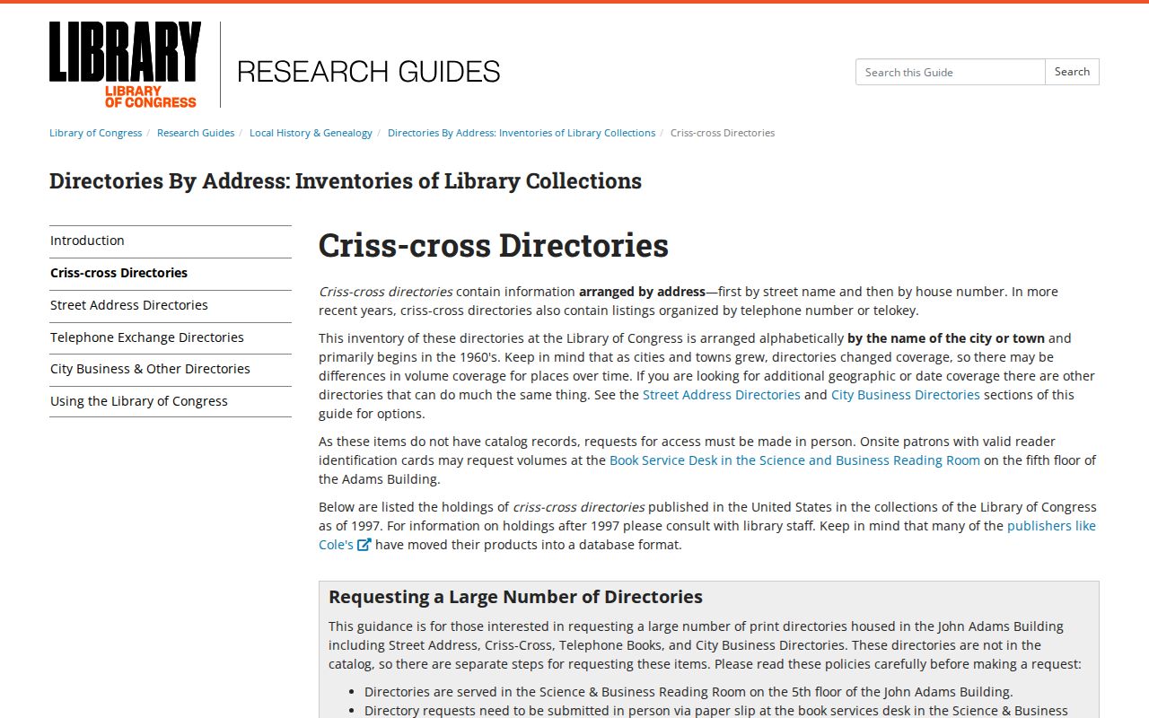 Arkansas city directory reverse lookup holdings at the Library of Congress for address research