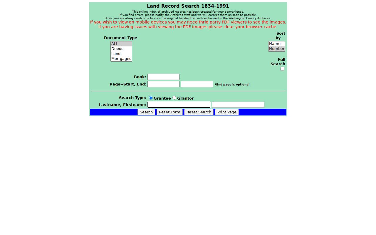 Arkansas previous residents research using the Washington County grantor and grantee deed index